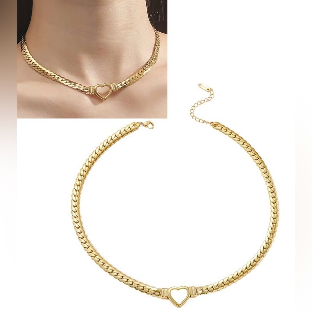 Golden Heart Necklace | 18K Gold Plated | Stainless
Steel Chain Heart Necklace
